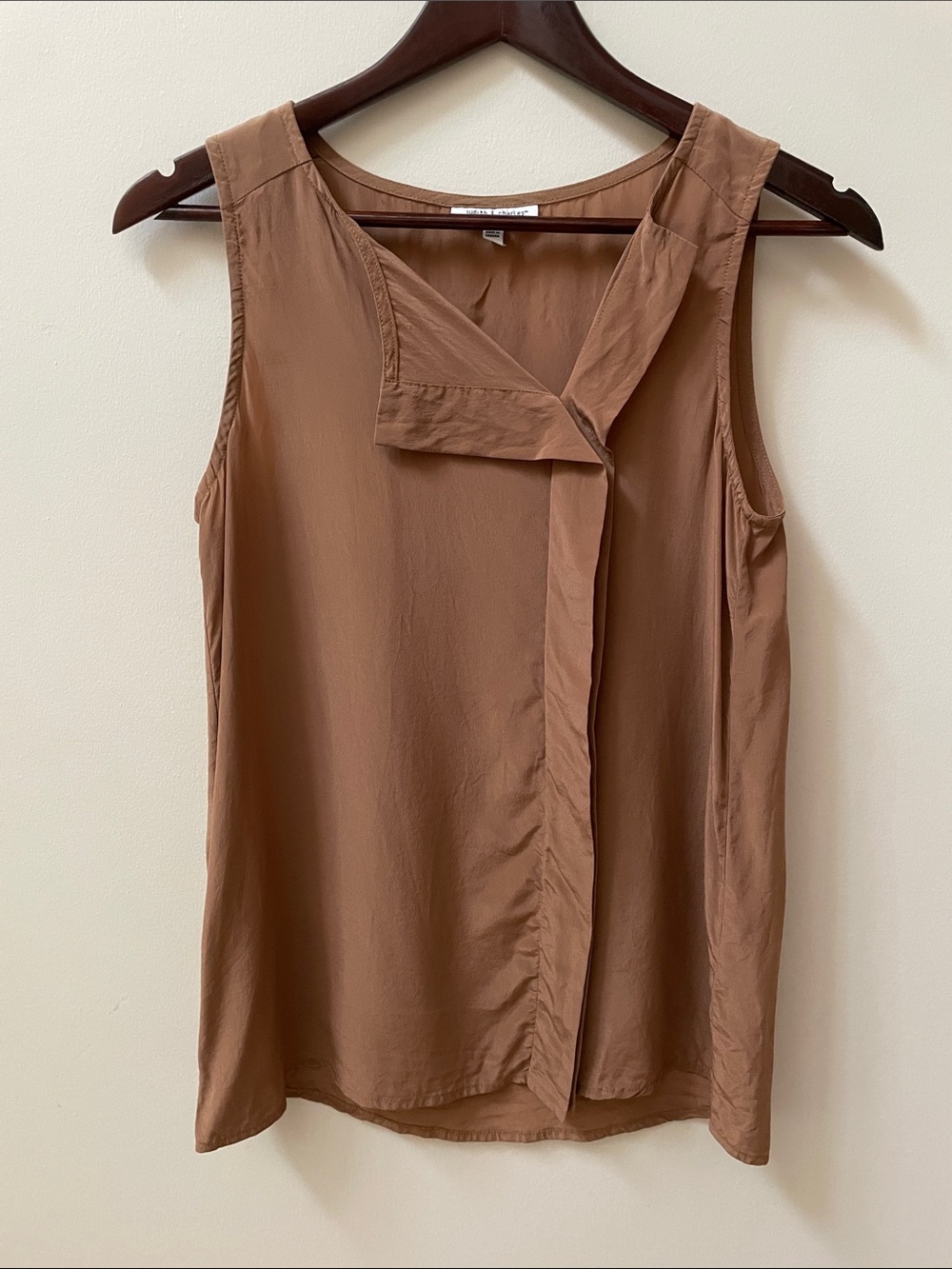 Judith & Charles 100% Silk Sleeveless Draped Front Camisole in Brown